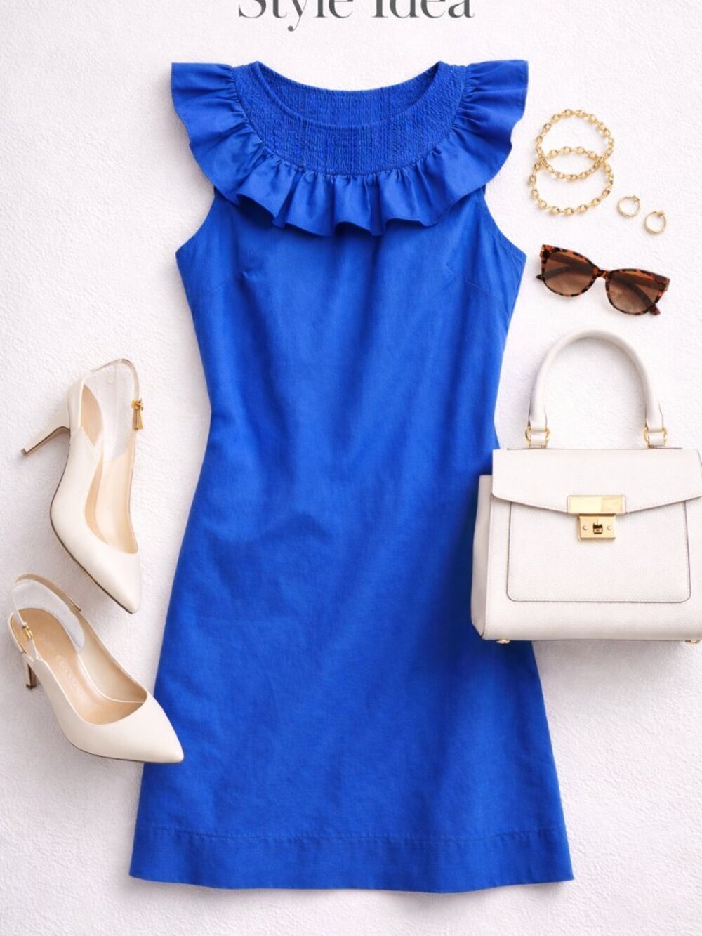 J.Crew Blue Ruffle Neck Shift Dress Size 2 Classic Preppy Career Chic - Picture 9 of 9